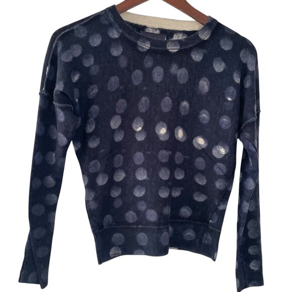 Zadig & Voltaire Anouk Pullover Sweater XS Blue Polka Dot Printed 100% Cashmere - Picture 2 of 6